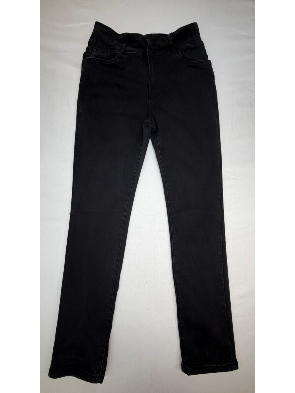 Bamboo Jeans Women's Slim Straight Jeans High Rise Stretch Solid Size 15 Black